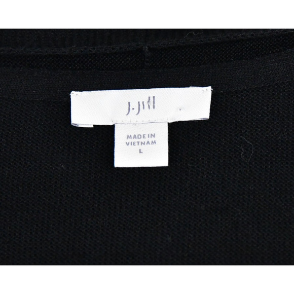 J.JILL Cardigan Tie Front Shrug Sweater Women Large Black Linen Blend - Picture 2 of 8